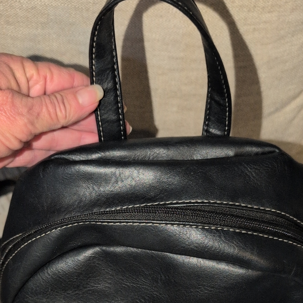 b.o.c. Black vegan Leather Backpack with WhitecStitch Detail - Picture 3 of 13